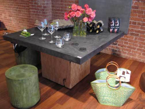 Cypress Block Table with Concrete Square Top