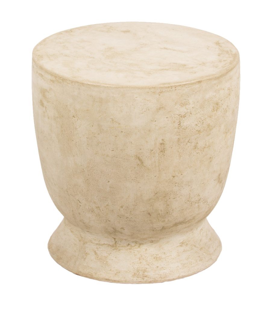 Concrete Side table with curved inset bottom in the shape of a chalice