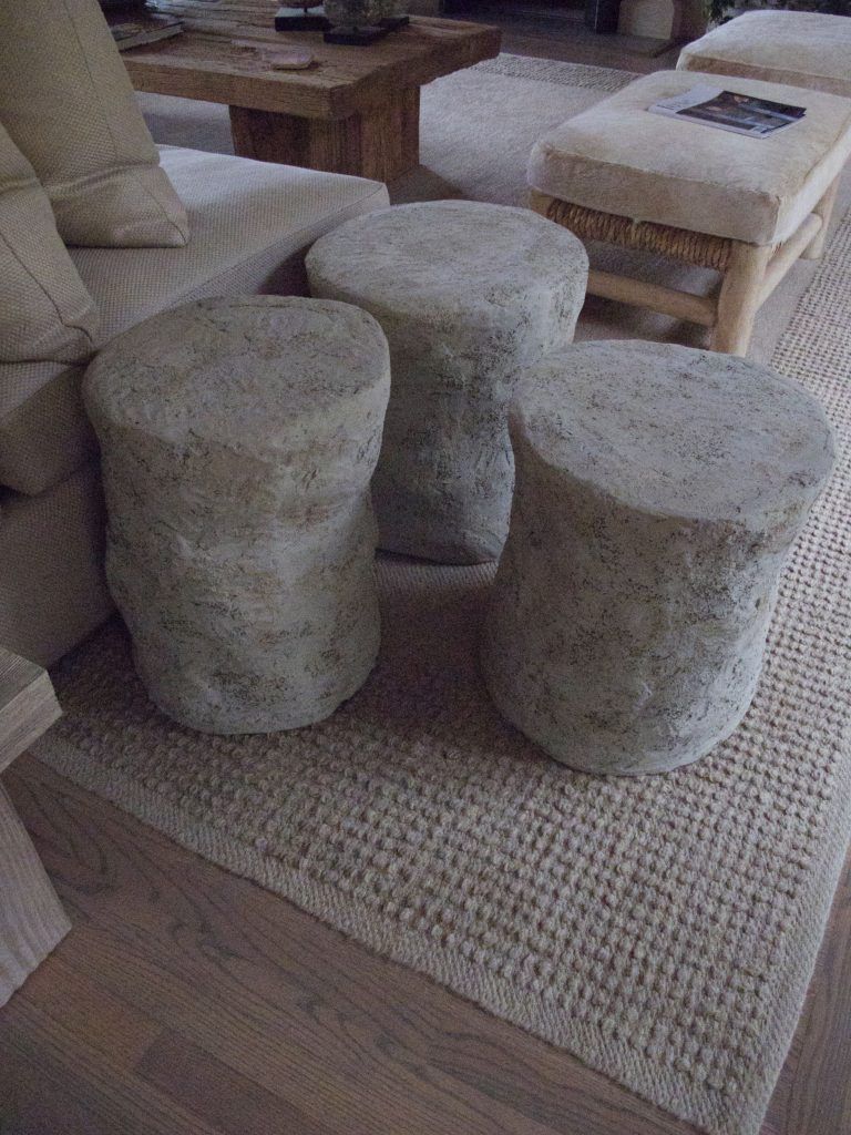 Handmade Organic Shaped Concrete Side Tables with Seeds