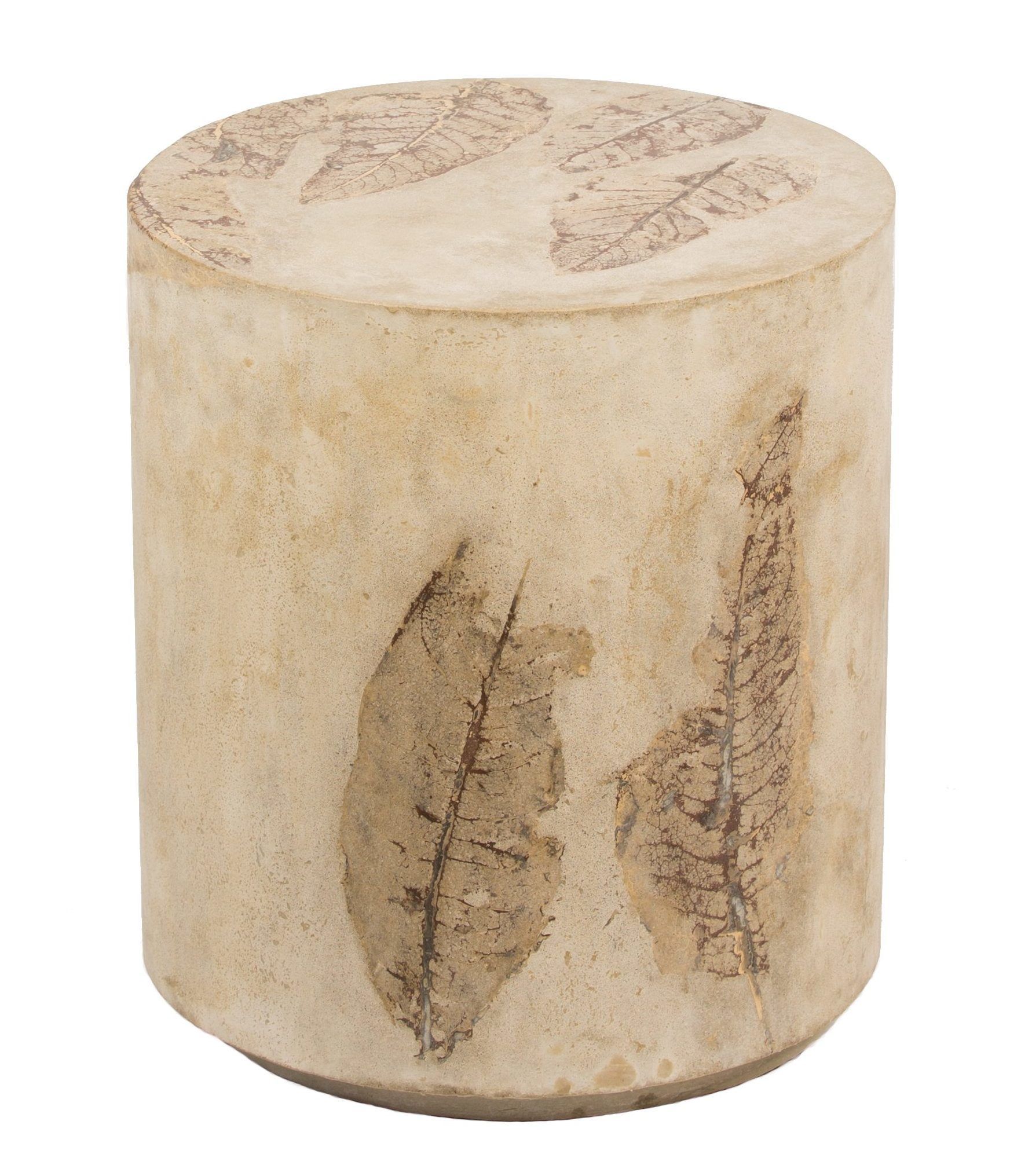 concrete stool with rotted leaf design on sides