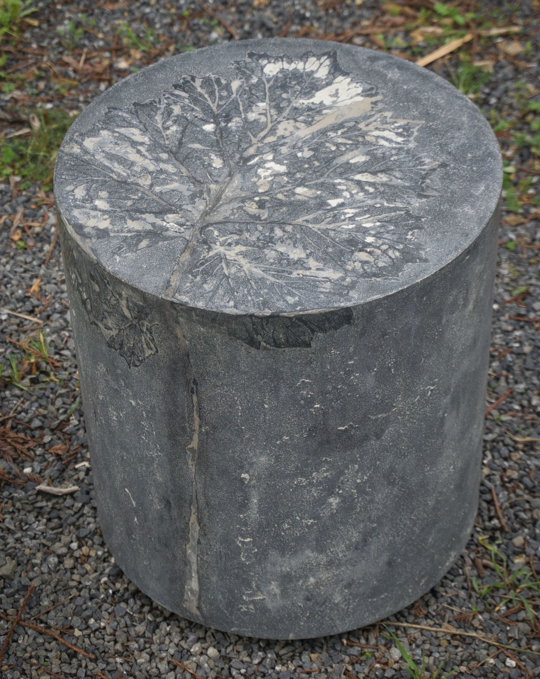 Grey Waxy Leaf 16" round concrete side table
