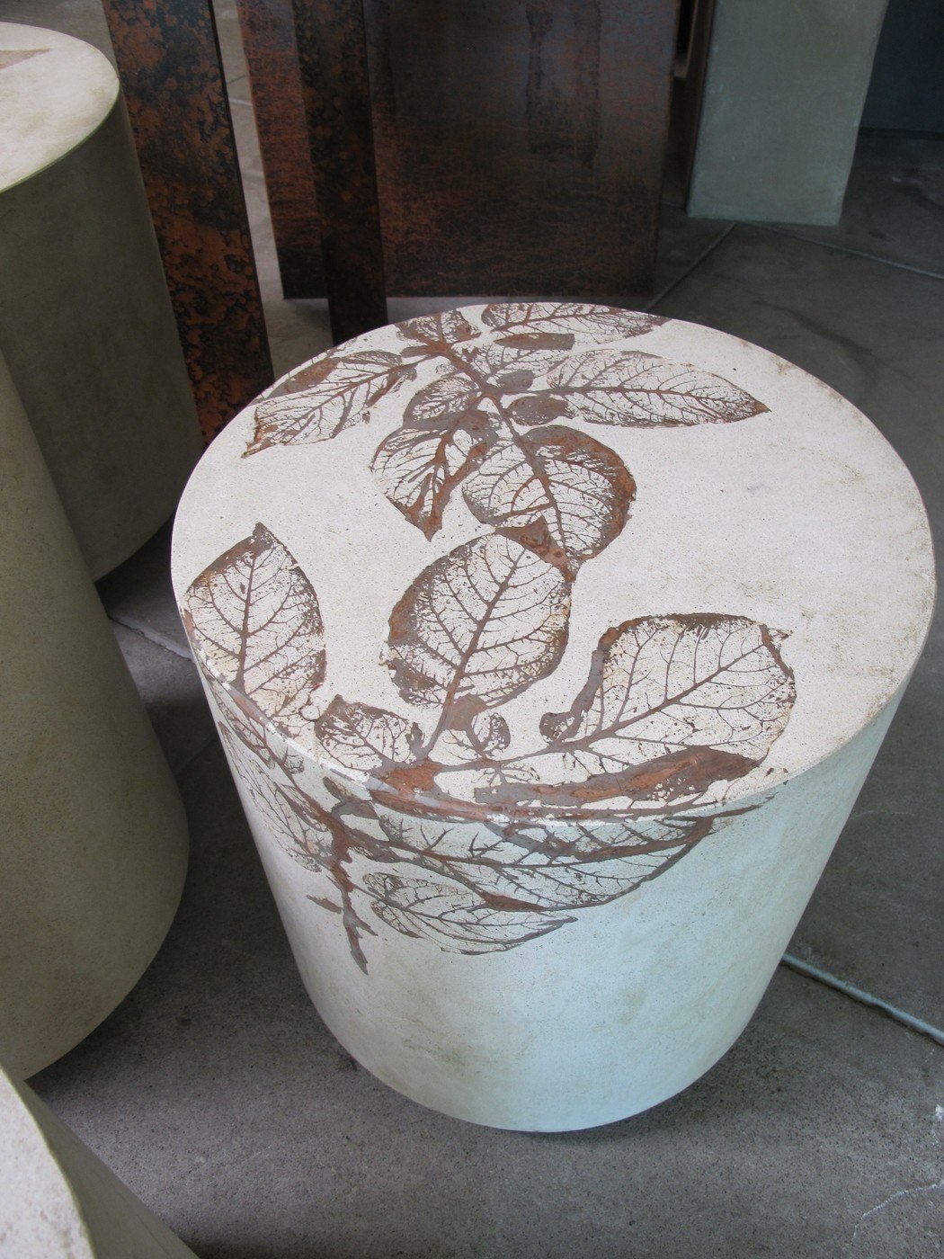 Concrete Stool with potato leaf design