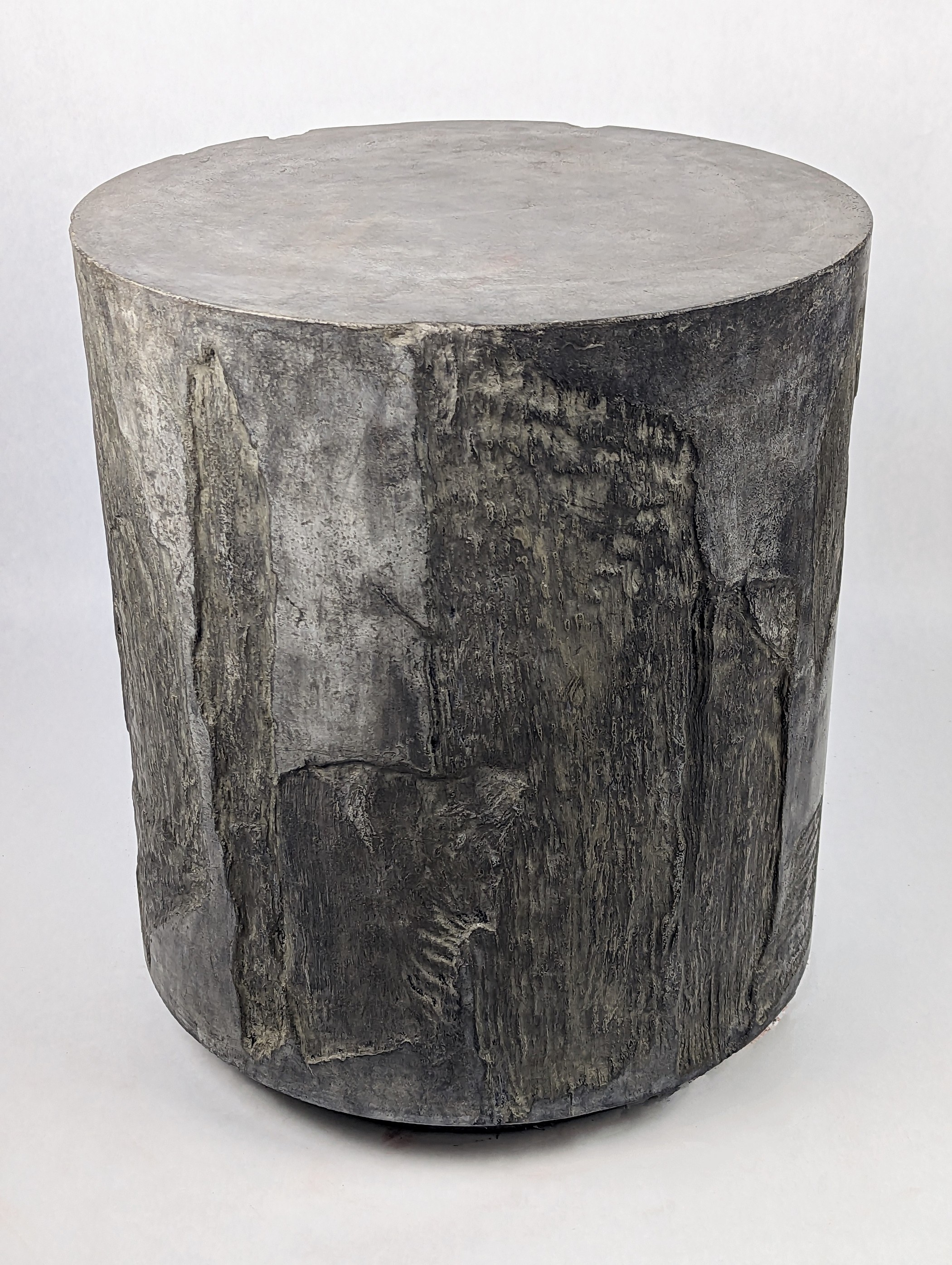 Vertigo, dark grey concrete side table with paper bark impression